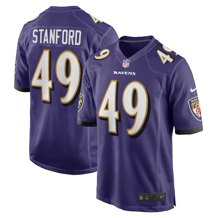 Men Baltimore Ravens 49 Julian Stanford Nike Purple Home Game Player NFL Jersey